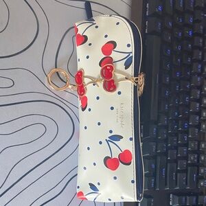 Kate Spade Cherry Print Cosmetic Case - Cream and Red